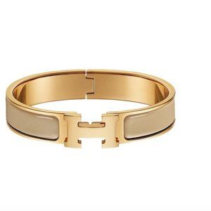 Brand New HERMES Clic H Bracelet Bangle in Marron Glace GHW